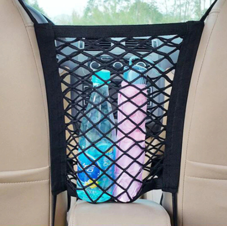 Car Storage Net Bag Between Seats Car Divider Baby Barrier Stretchable Elastic Mesh Bag Organizer image